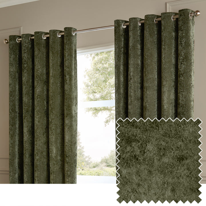 Lustre Velvet 117x137 Eyelet Curtains Malachite Green
