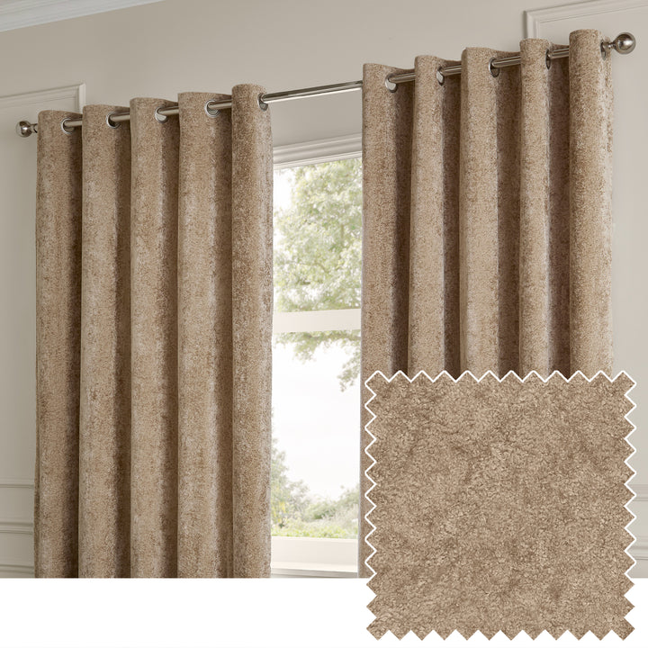 Lustre Velvet 117x183 Eyelet Curtains Champagne