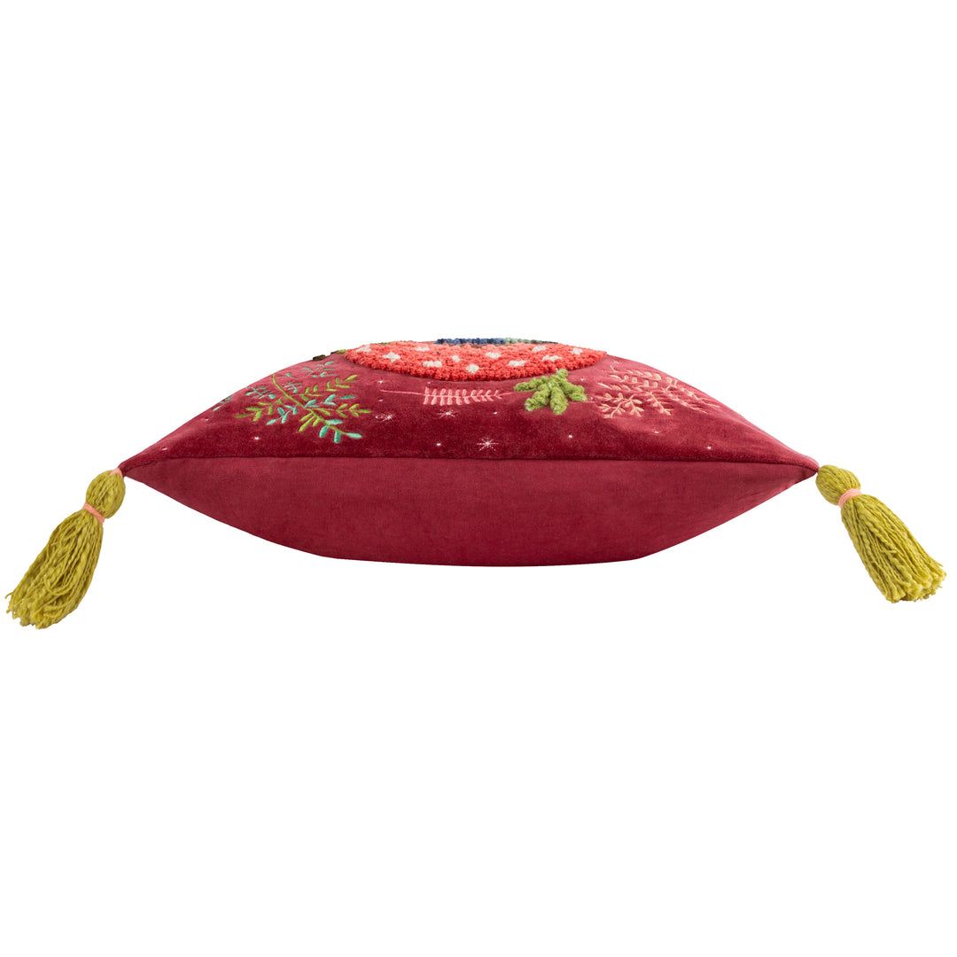 MAGIC MUSHROOMS 45X45 CUSHION CASE RUBY RED