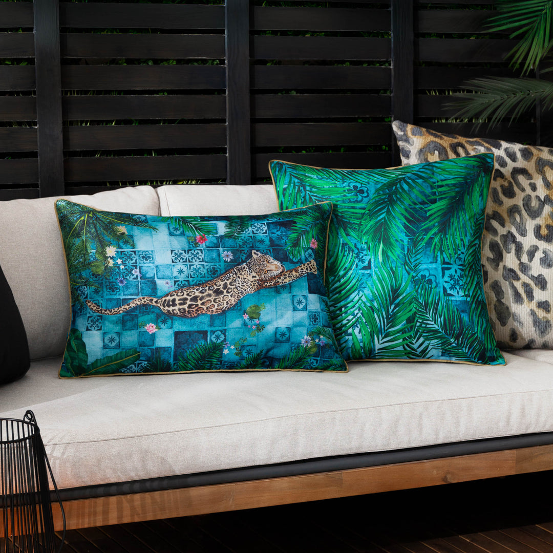 Majorelle Leopard 40x60 Outdoor Cushion Case Azure - image 6
