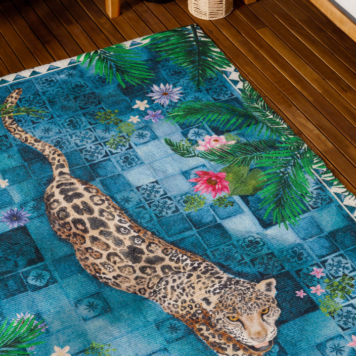 MAJORELLE LEOPARD 120X170 OUTDOOR RUG AZURE