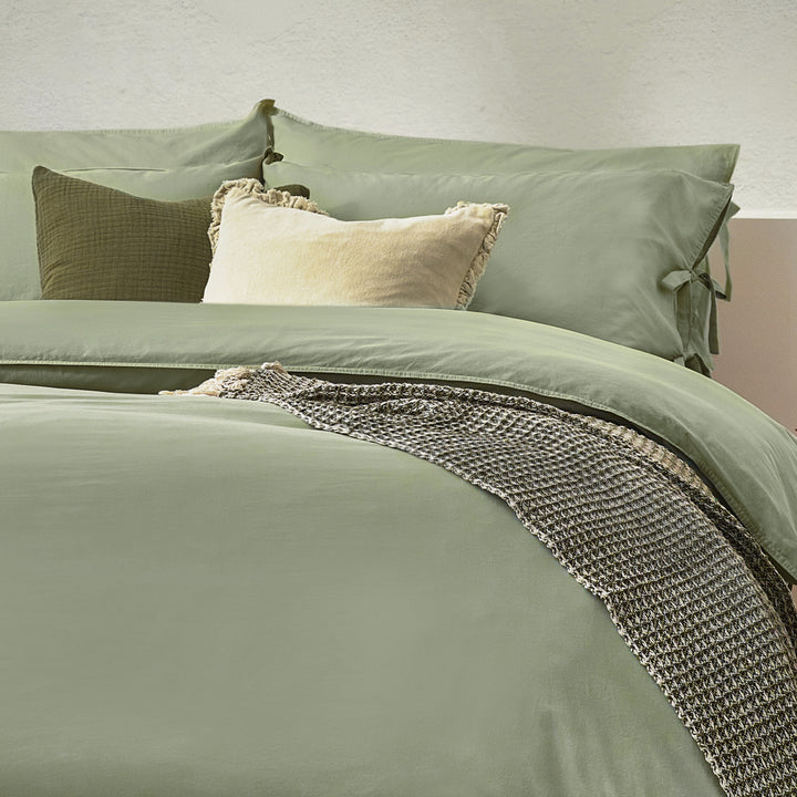 Mallow Bow Tie King Size Duvet Set Soft Sage - image 3