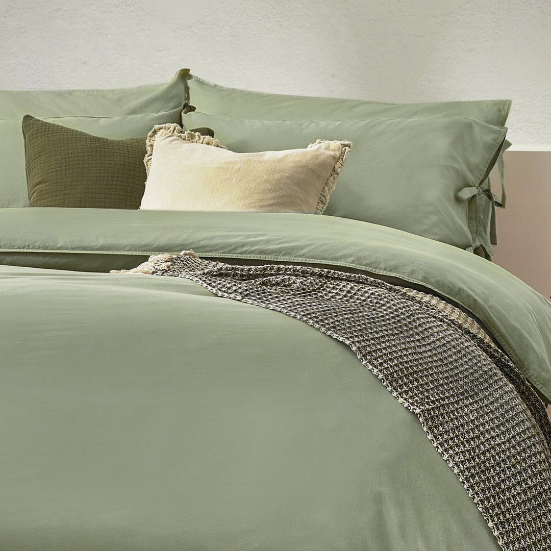 Mallow Bow Tie Super King Duvet Set Soft Sage - image 3