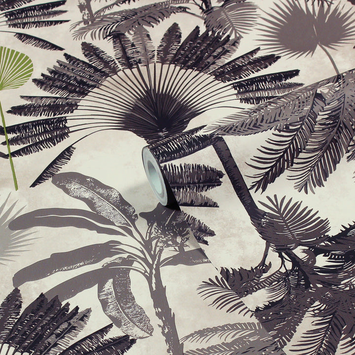 MALAYSIAN PALM WALLPAPER BLUSH/CHARCOAL