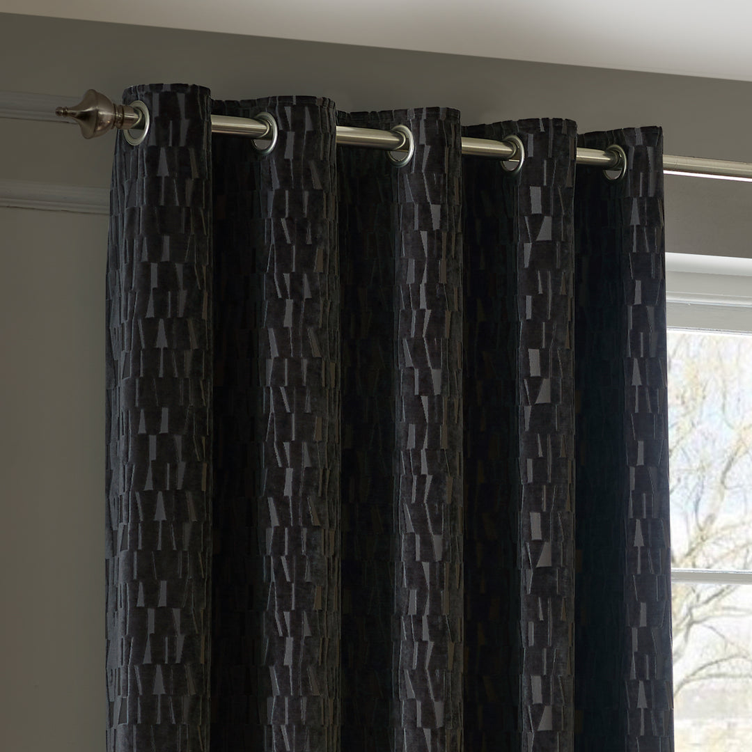 MANHATTAN 229X137 EYELET CURTAINS CHARCOAL