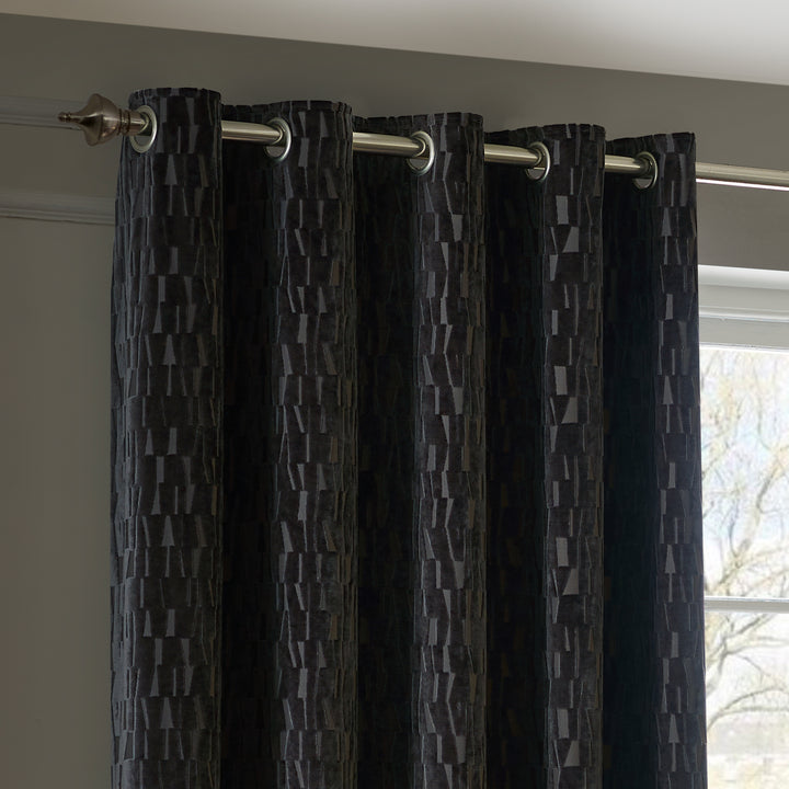 MANHATTAN 229X137 EYELET CURTAINS CHARCOAL