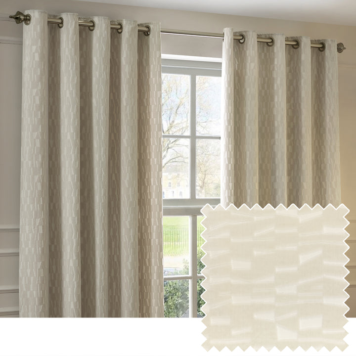 MANHATTAN 229X137 EYELET CURTAINS IVORY