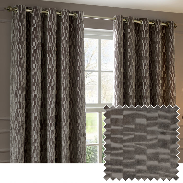 MANHATTAN 229X137 EYELET CURTAINS MINK