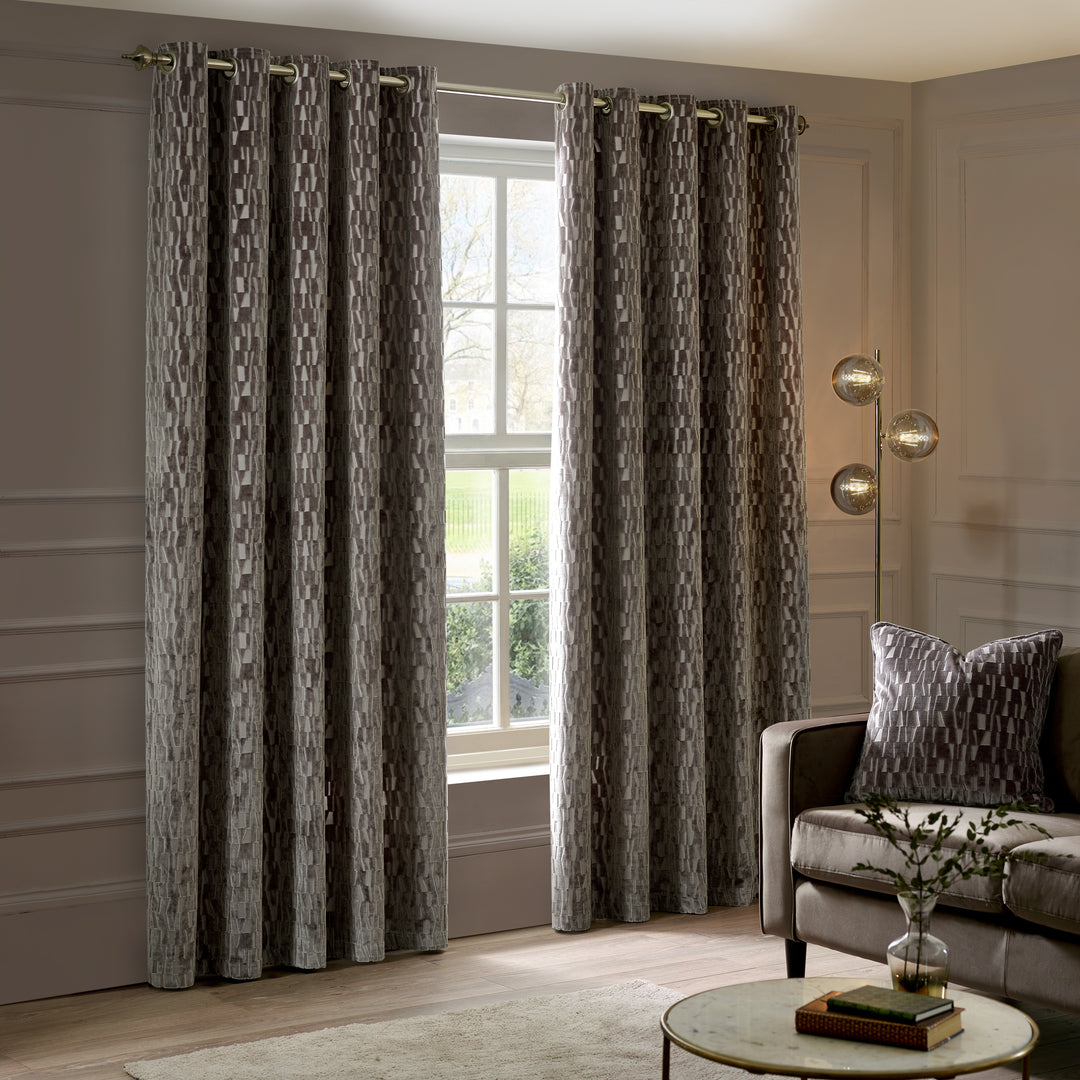 MANHATTAN 229X137 EYELET CURTAINS MINK