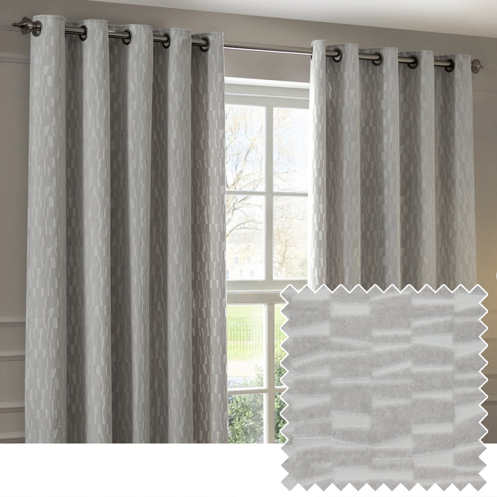 MANHATTAN 229X137 EYELET CURTAINS SILVER