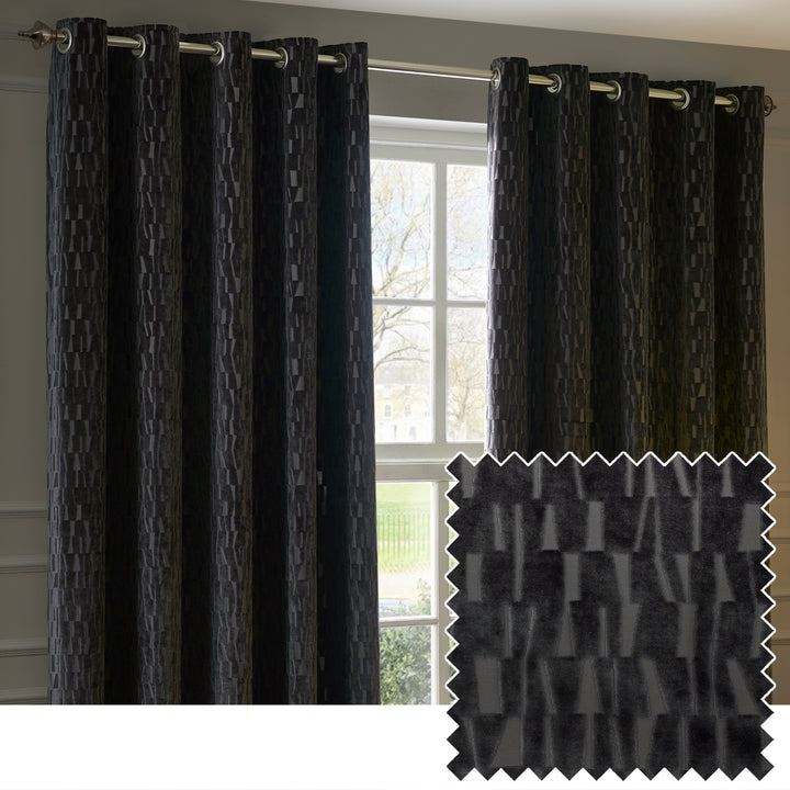 Manhattan 229x183 Eyelet Curtains Charcoal