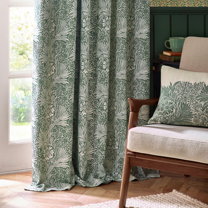 MARIGOLD 117X137 PENCIL PLEAT CURTAINS LEAF GREEN