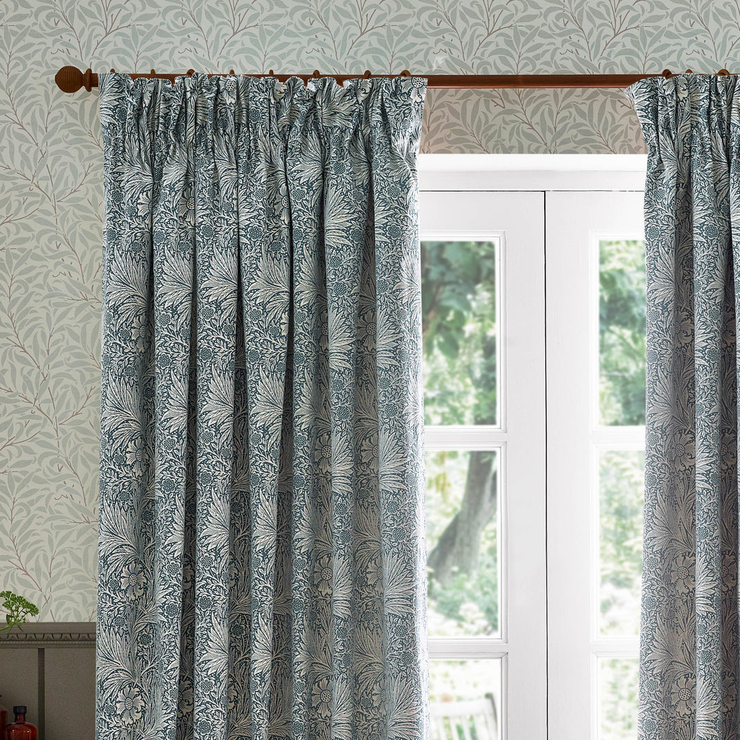 MARIGOLD 167X137 PENCIL PLEAT CURTAINS INDIGO