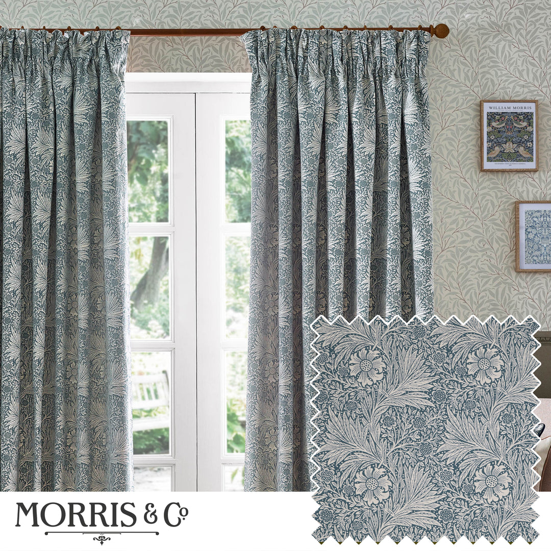 Marigold 167x137 Pencil Pleat Curtains Indigo