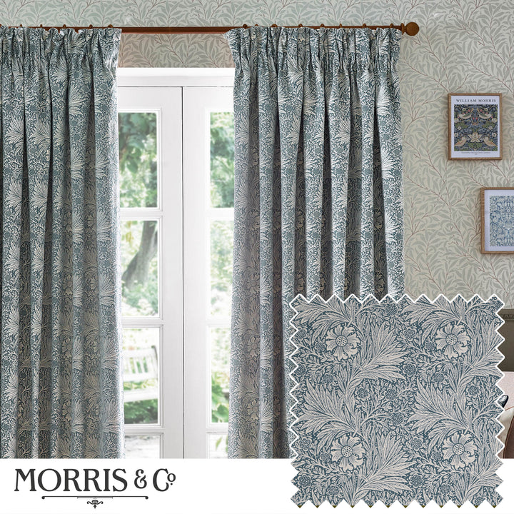 MARIGOLD 167X137 PENCIL PLEAT CURTAINS INDIGO