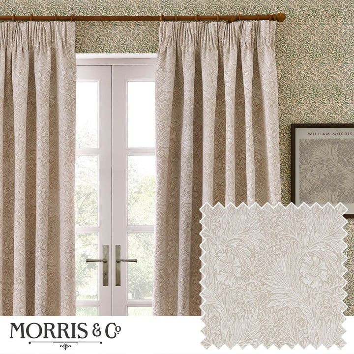 MARIGOLD 167X137 PENCIL PLEAT CURTAINS STONE