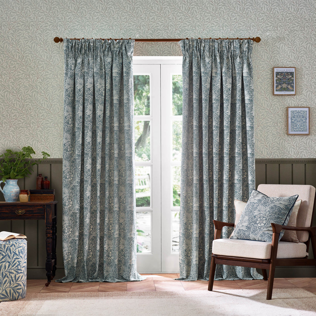 MARIGOLD 228X137 PENCIL PLEAT CURTAINS INDIGO