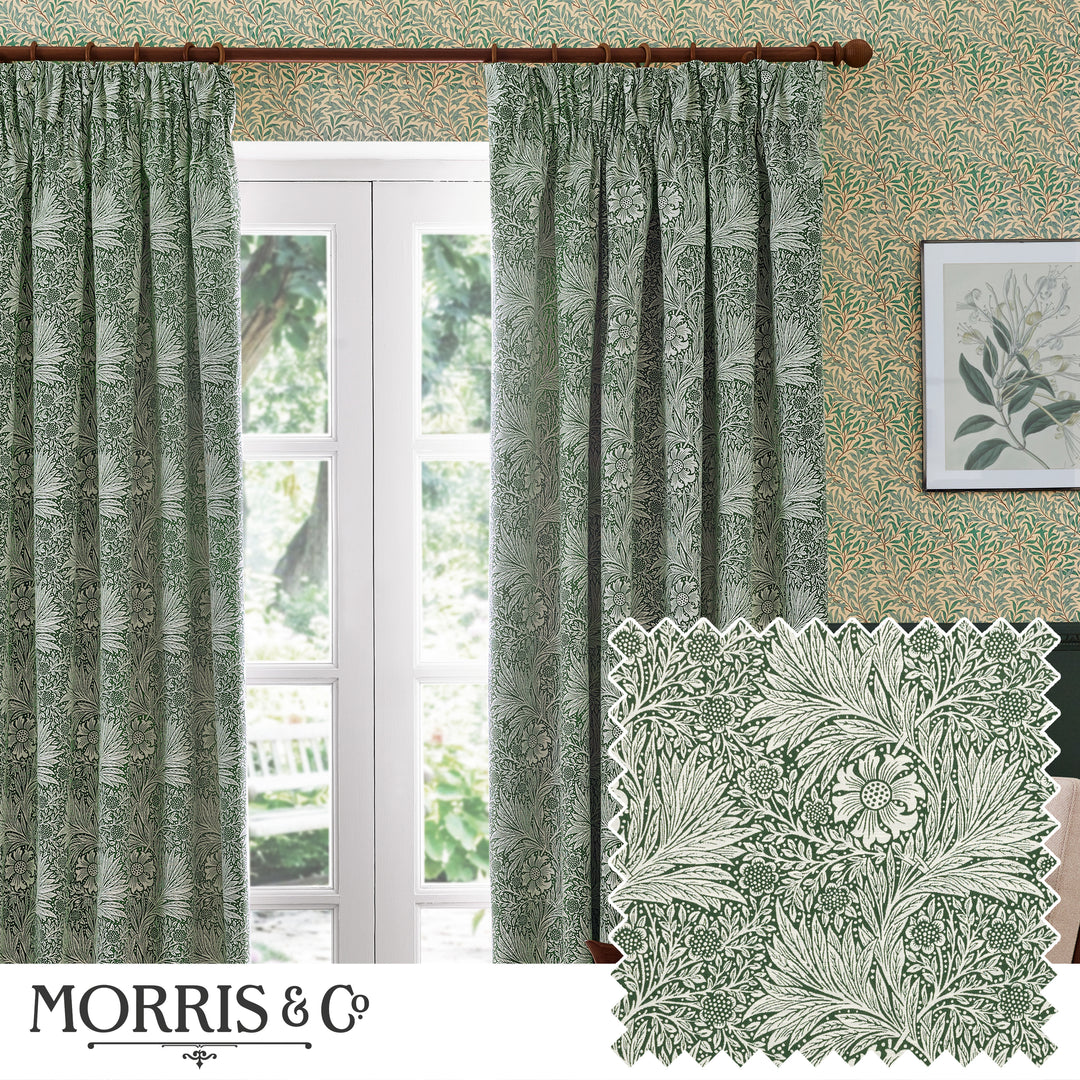 Marigold 228x137 Pencil Pleat Curtains Leaf Green
