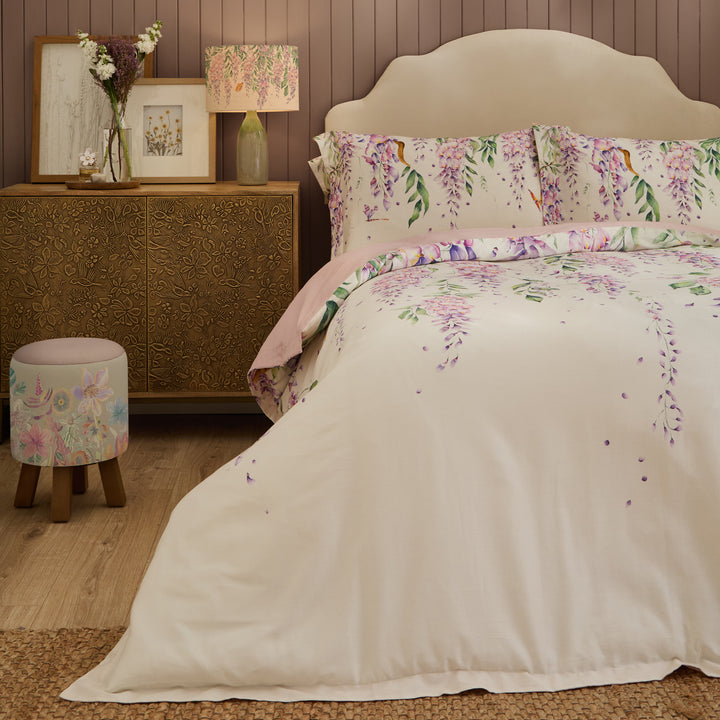MARIPOSA CREAM SUPER KING DUVET SET PURPLE