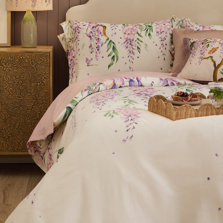 MARIPOSA CREAM SUPER KING DUVET SET PURPLE