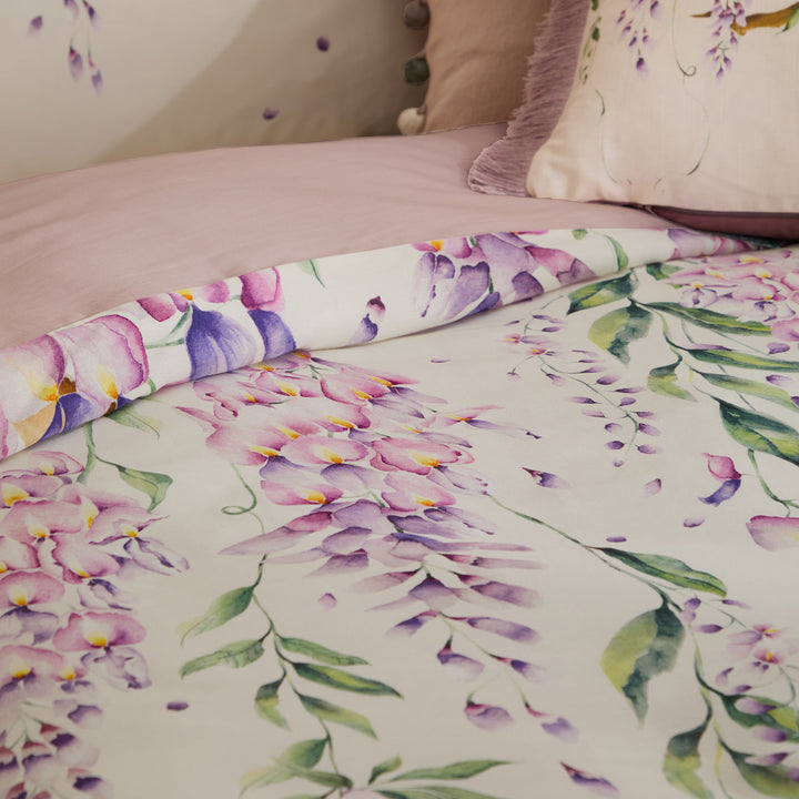MARIPOSA CREAM SUPER KING DUVET SET PURPLE