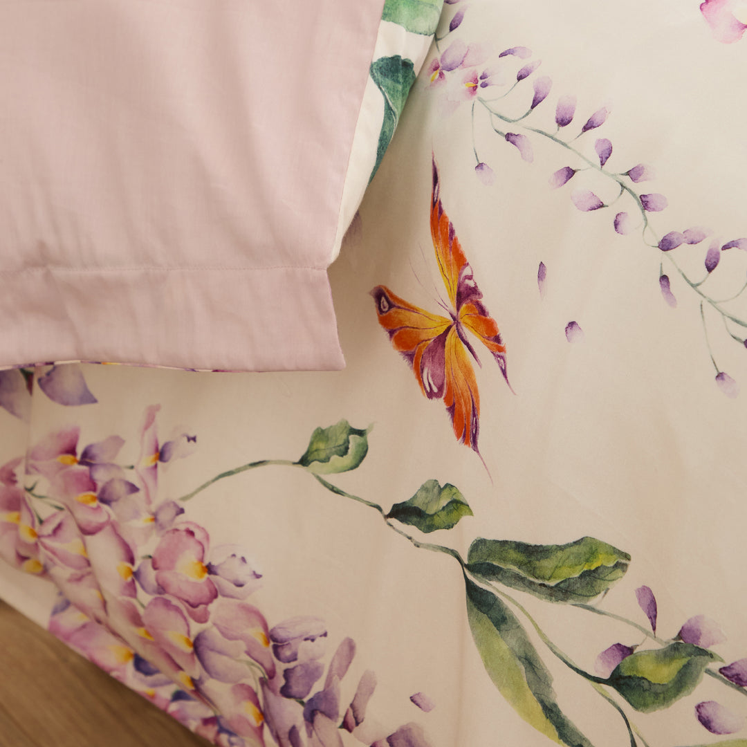 MARIPOSA CREAM SUPER KING DUVET SET PURPLE