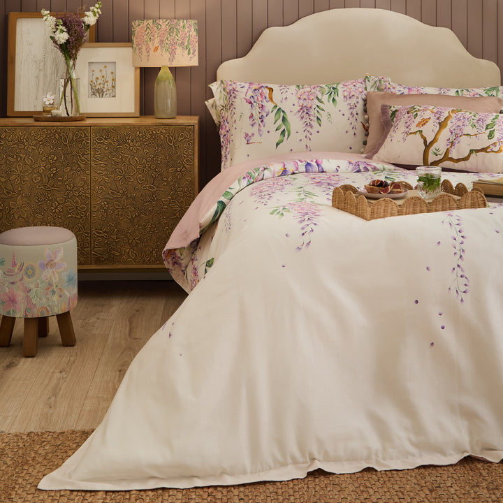Mariposa Cream Super King Duvet Set Purple