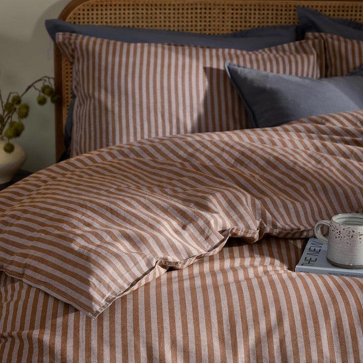 Marlow Stripe Single Duvet Set Cocoa/Vintage Blue - image 2