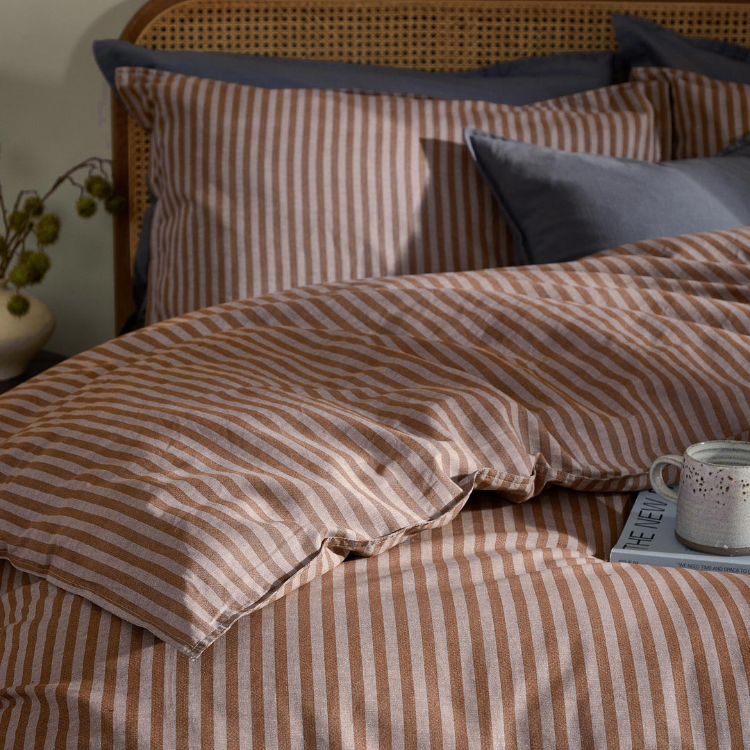 Marlow Stripe Double Duvet Set Cocoa/Vintage Blue - image 2