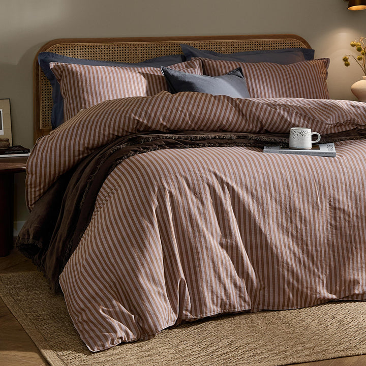 Marlow Stripe Double Duvet Set Cocoa/Vintage Blue - image 3