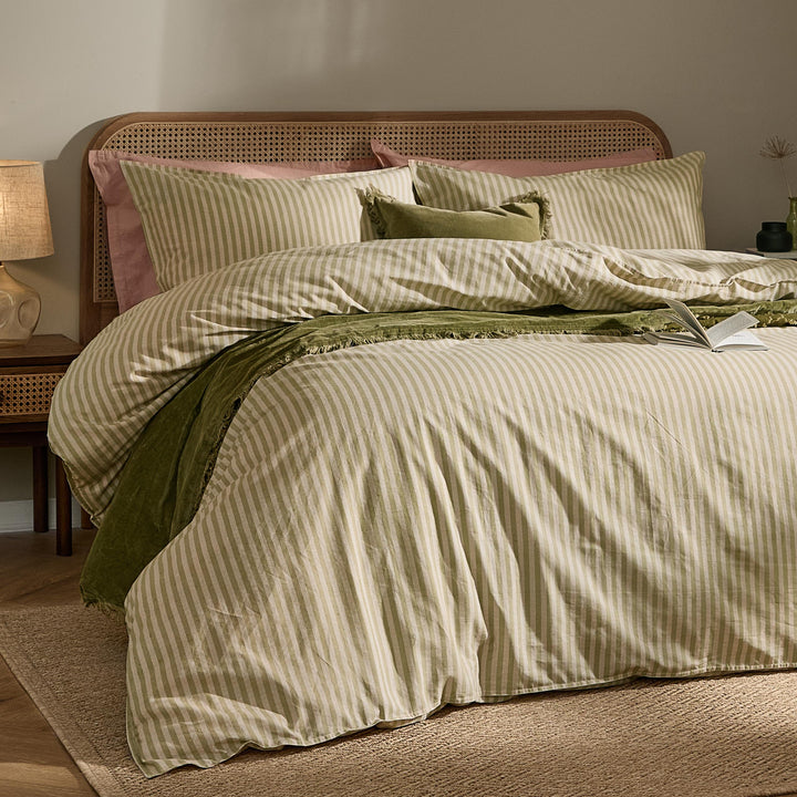 Marlow Stripe Double Duvet Set Oregano/Shell - image 3