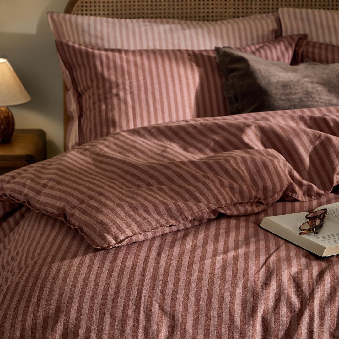 Marlow Stripe King Duvet Set Chocolate/Rosewood - image 2