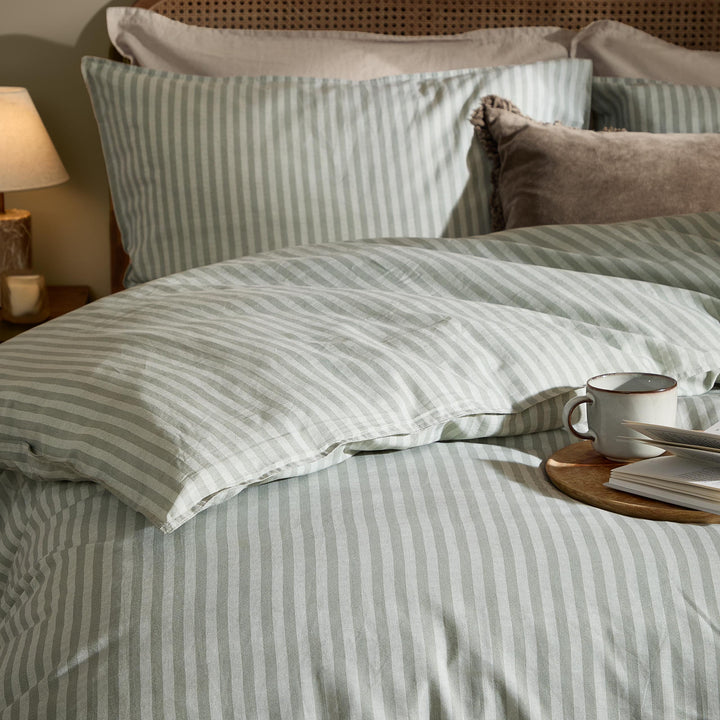 Marlow Stripe Super King Duvet Set Artichoke/Sage - image 2