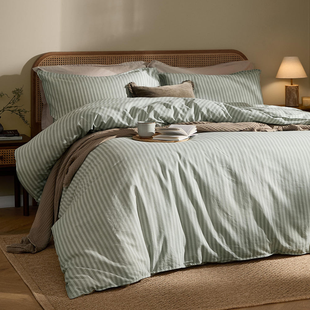 Marlow Stripe Pillowcase Pairs Artichoke/Sage - image 2