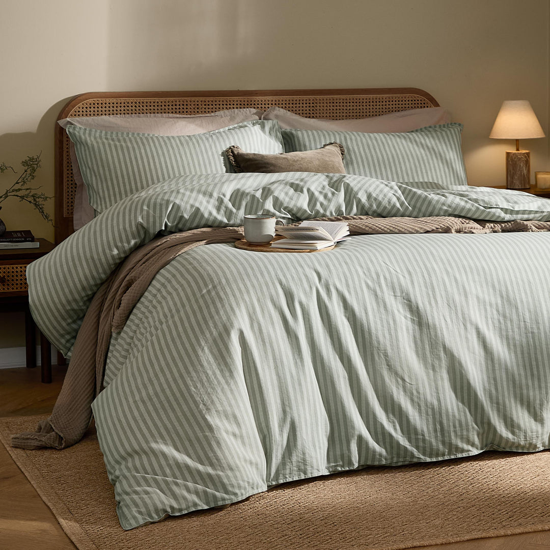 Marlow Stripe Pillowcase Pairs Artichoke/Sage - image 2
