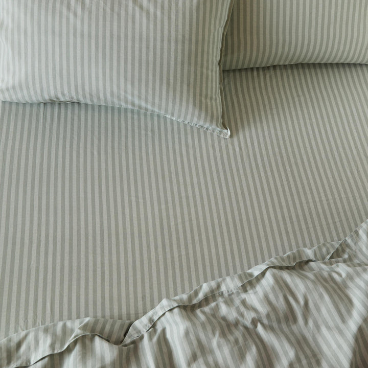 Marlow Stripe Double Fitted Sheet Artichoke/Sage