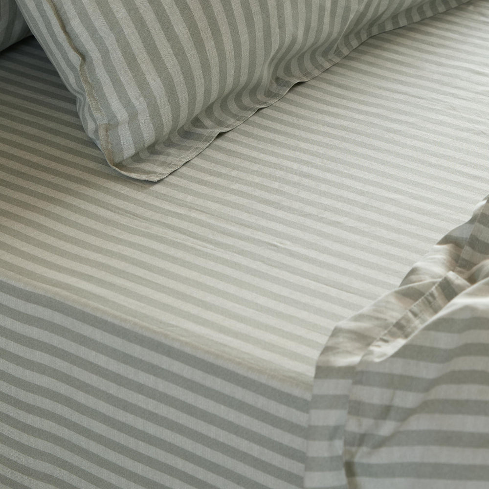 Marlow Stripe Double Fitted Sheet Artichoke/Sage - image 2