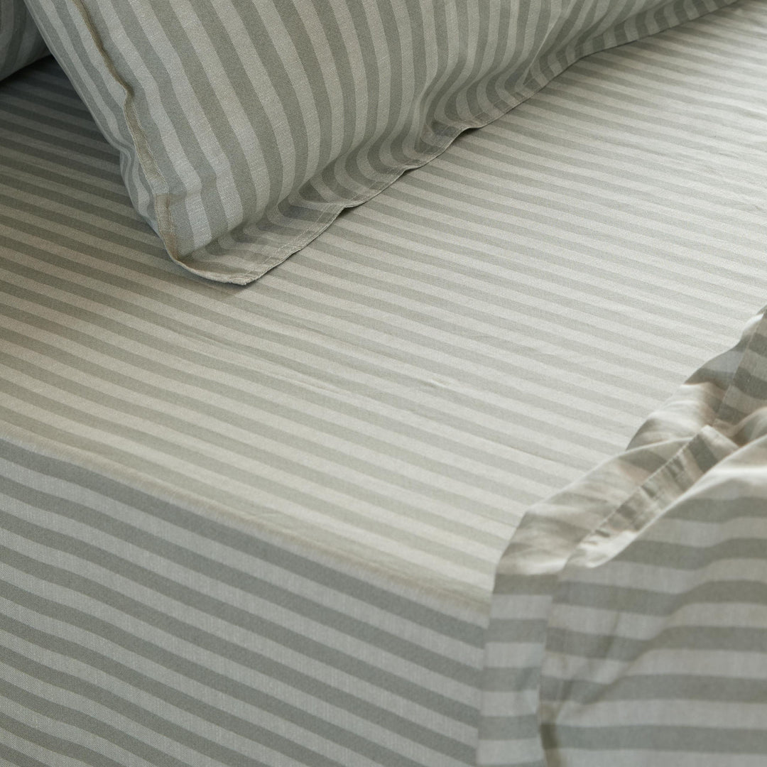 Marlow Stripe Double Fitted Sheet Artichoke/Sage - image 2