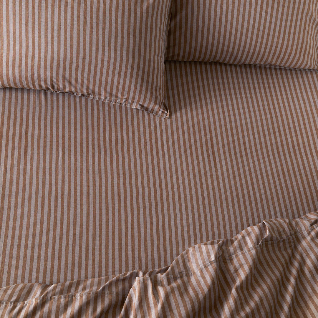 Marlow Stripe King Fitted Sheet Cocoa/Vintage Blue