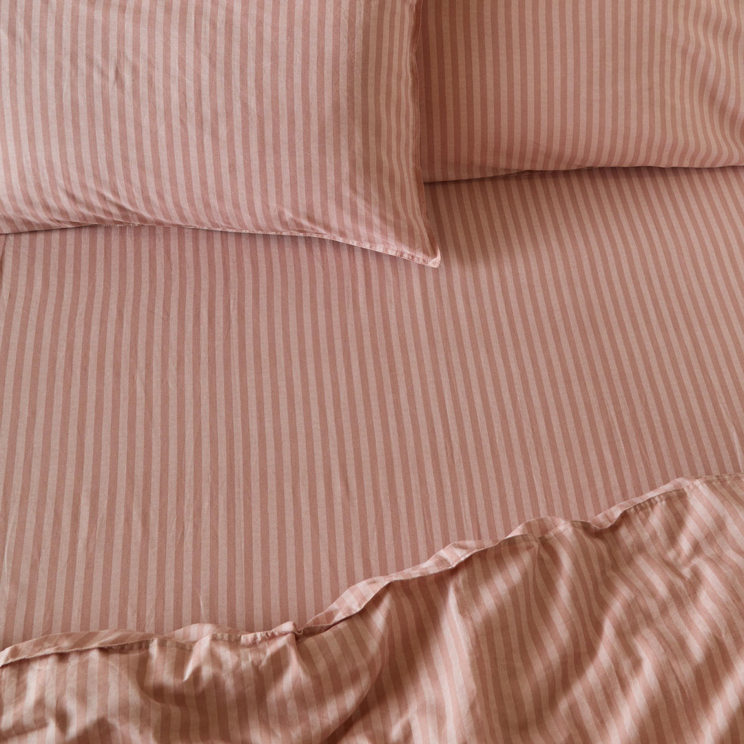 Marlow Stripe King Fitted Sheet Maple/Sandalwood
