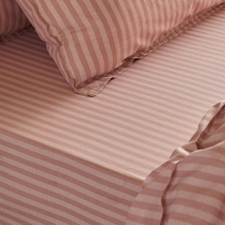 Marlow Stripe King Fitted Sheet Maple/Sandalwood - image 2