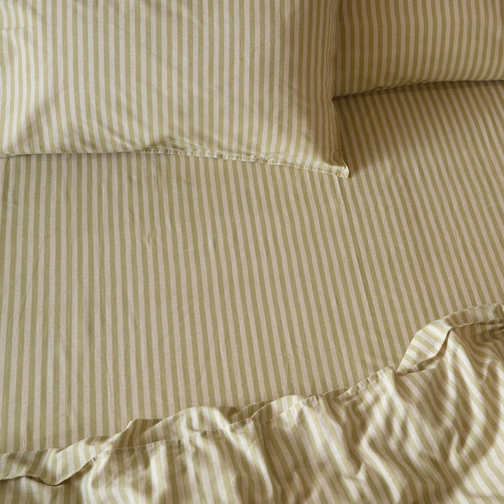 Marlow Stripe Super King Fitted Sheet Oregano/Shell