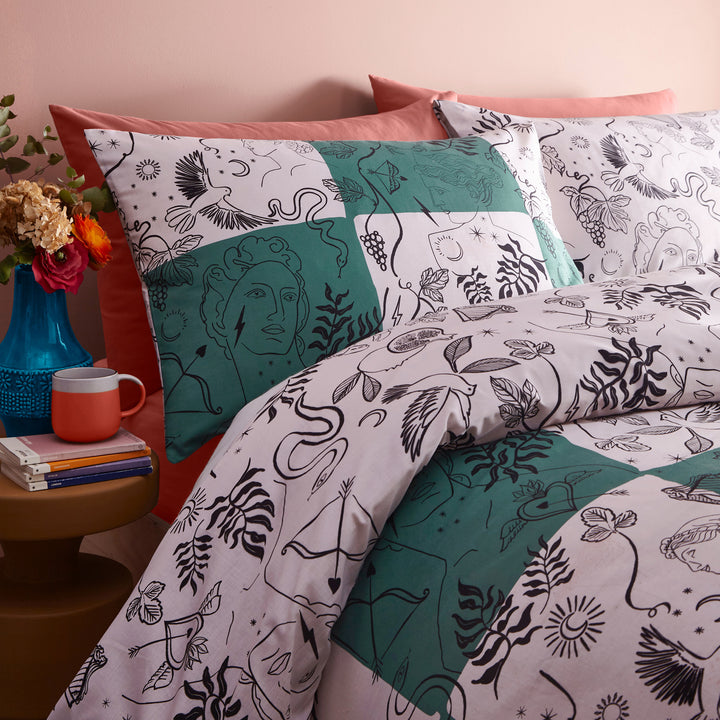 Mythos Checkerboard Single Duvet Set Green/Natural - image 4