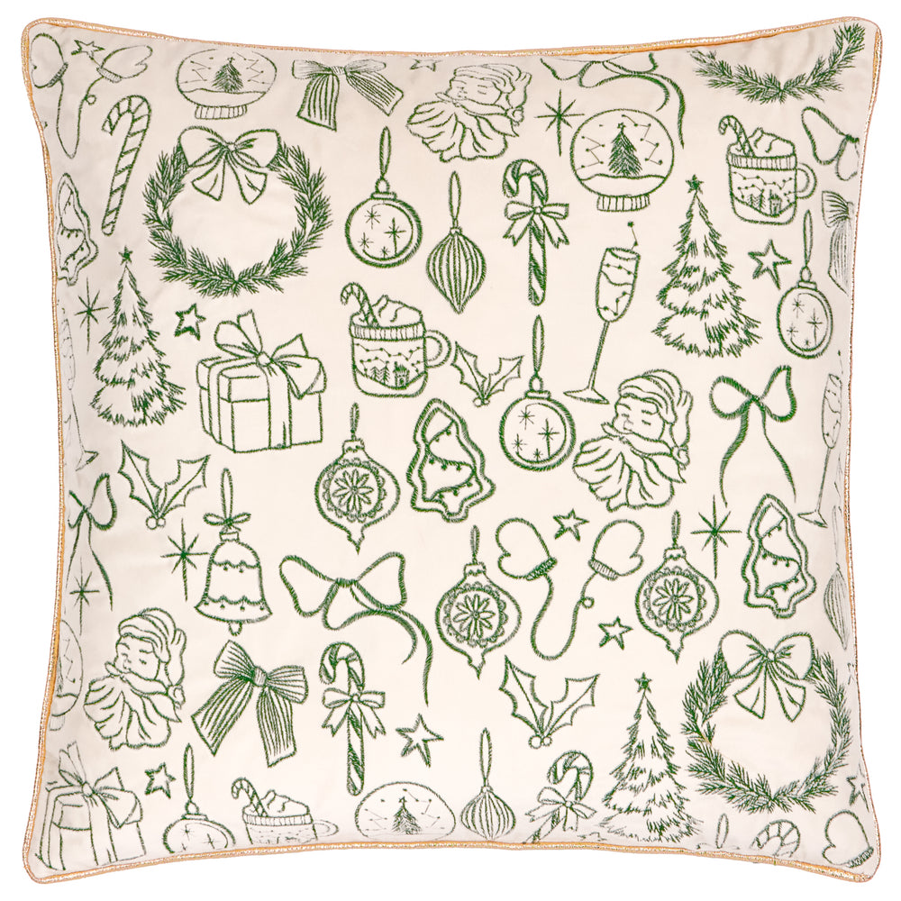 Merry Christmas 45x45 Cushion Case Ecru/Dark Green - image 2