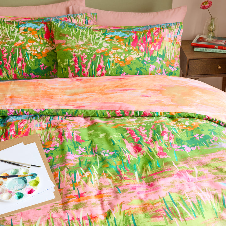 Meadow Escape King Duvet Set Green/Pink - image 3