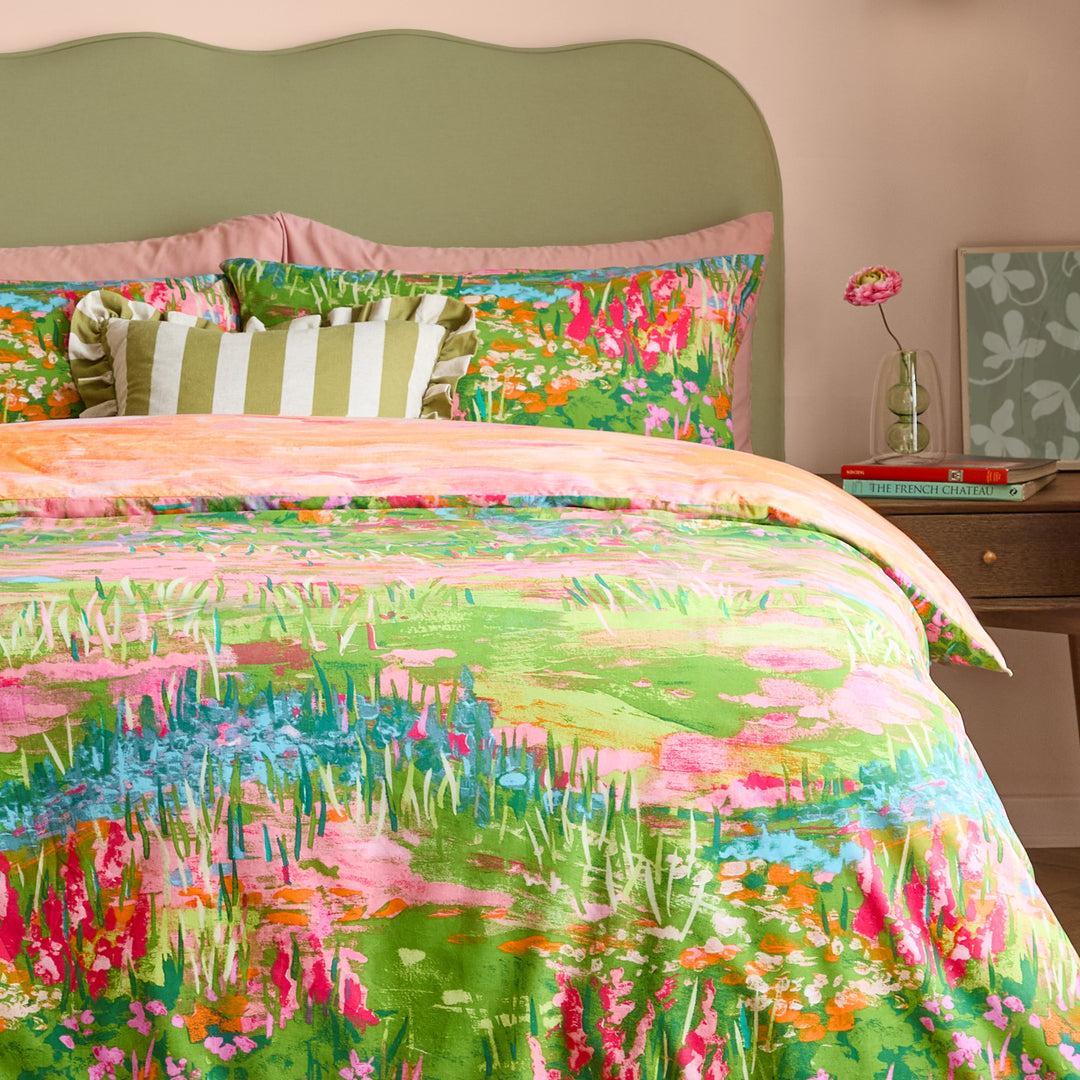 Meadow Escape King Duvet Set Green/Pink - image 4