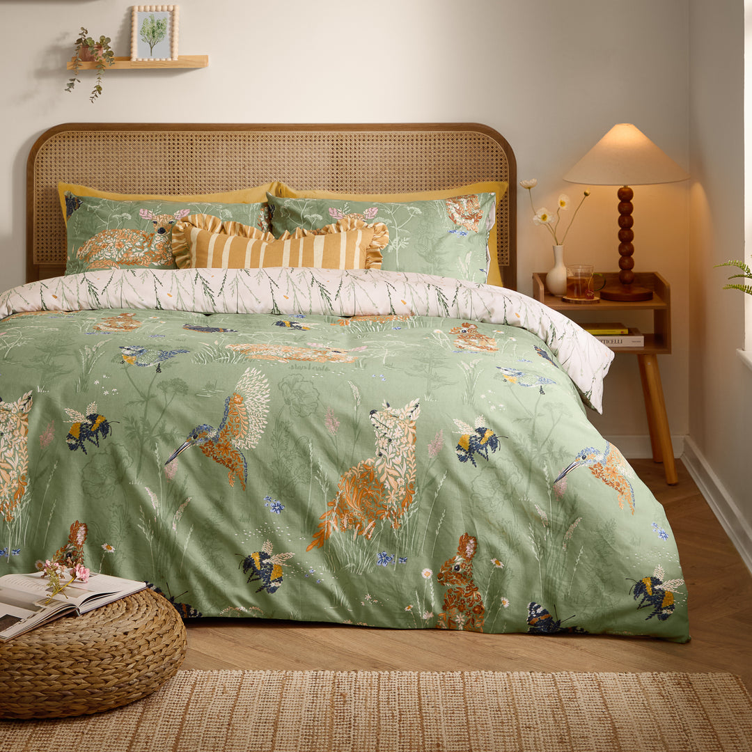 Meadow Flora King Duvet Set Green