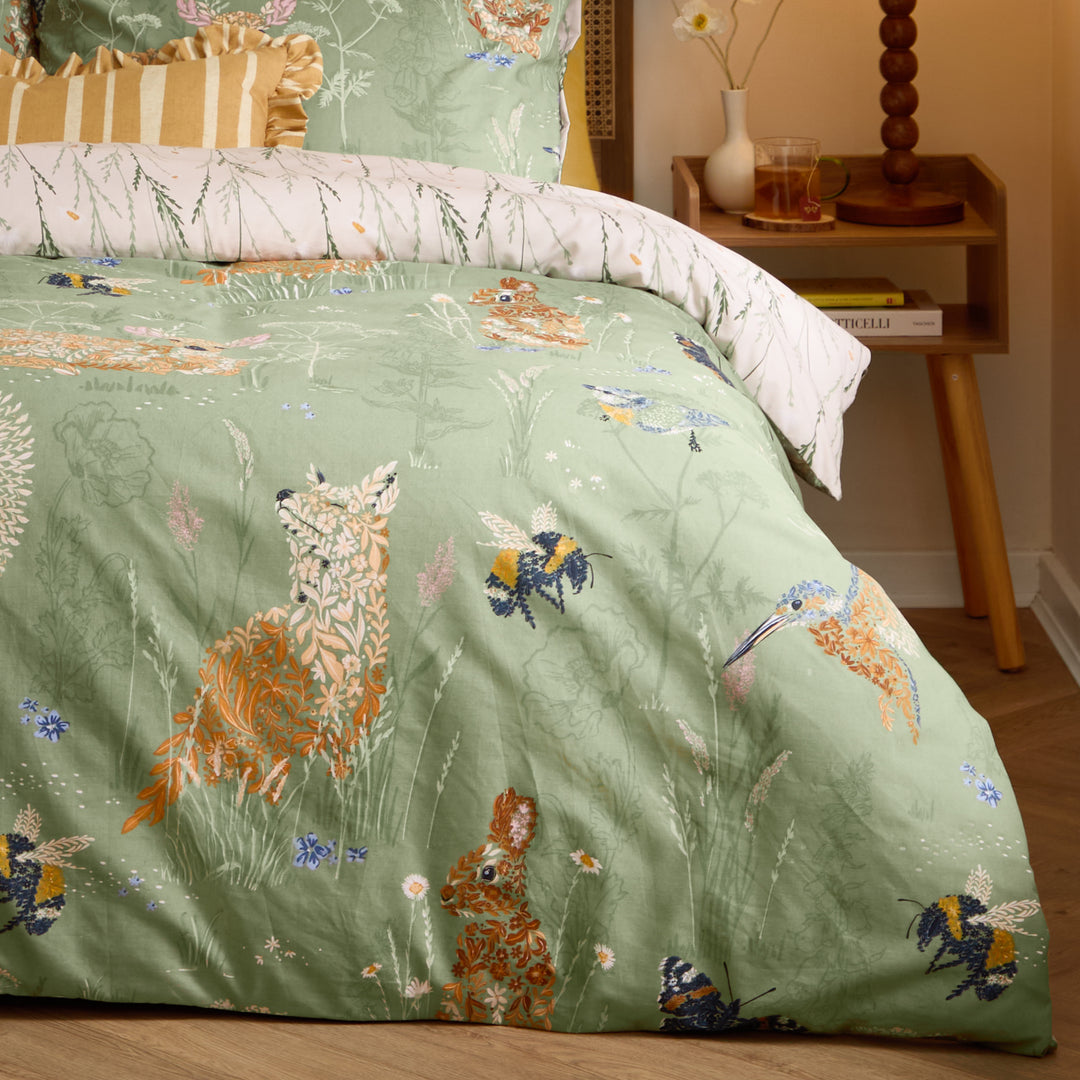 Meadow Flora King Duvet Set Green - image 4
