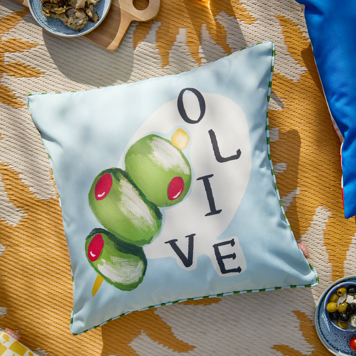 Mediterranean Olive 45x45 Outdoor Cushion Case Olive/Blue