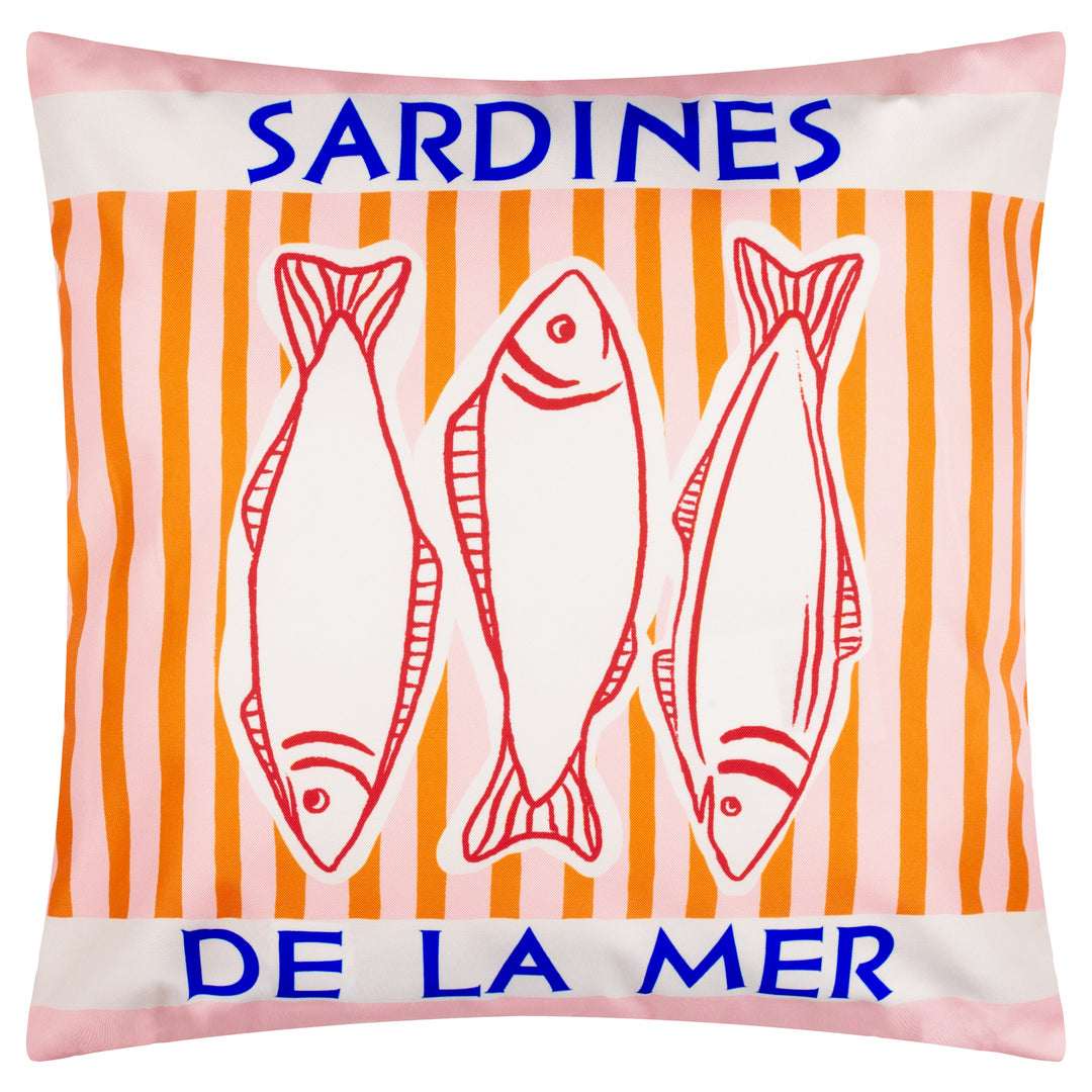 Mediterranean Sardines 45x45 Outdoor Cushion Case Pink/Orange - image 2